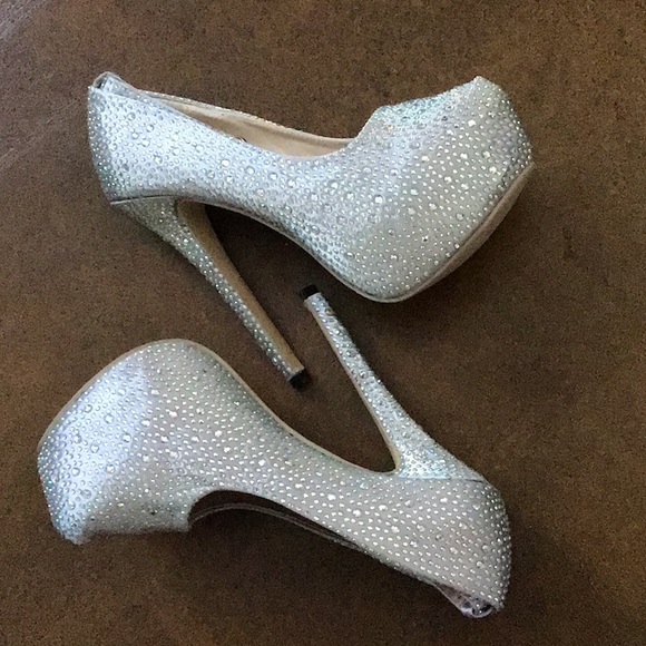 Platform Iridescent Rhinestone Heels - Picture 2 of 8